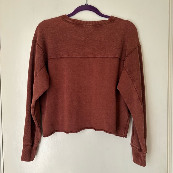 Aerie Distressed Burnt Orange Sweatshirt Top - Picture 3 of 4